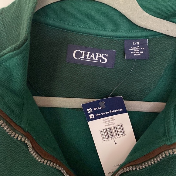 Chaps Men’s Size Large Pinehurst Quarter Zip NWT 100% Cotton - Picture 4 of 6